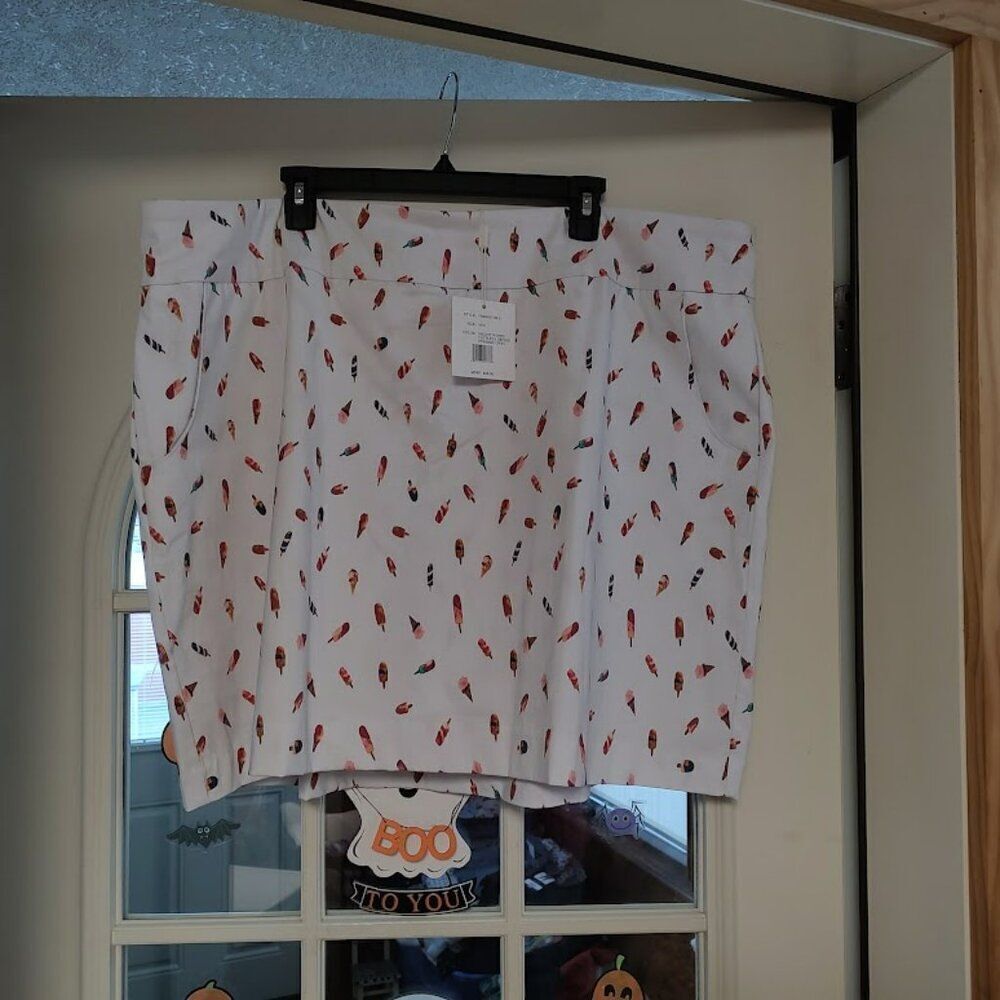 New Zac & Rachel White With Ice Cream And Popsickles Pull On Skort Women's 24W